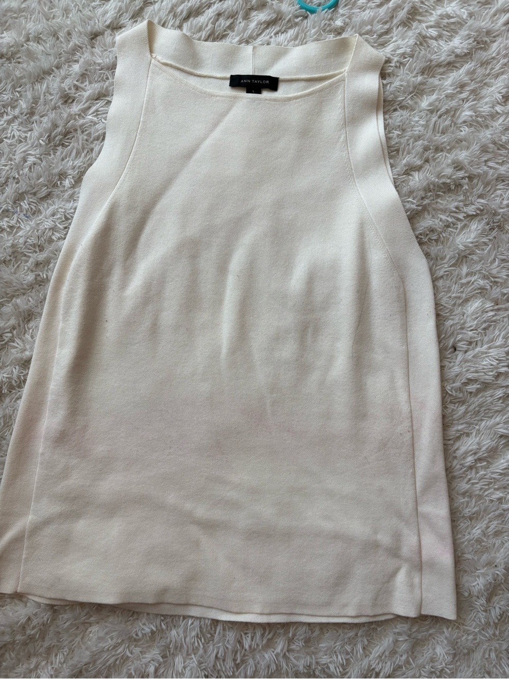 Ann Taylor Ivory Ribbed Sleeveless Knit Shell